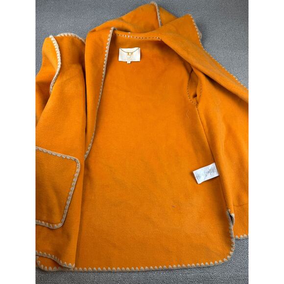 Doggy Qin Women's Small Orange Textured Edge Hooded Pocket Jacket - Picture 12 of 12